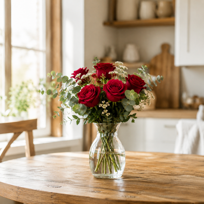 Deep Red Love Bouquet | Romantic Red Flowers Denmark