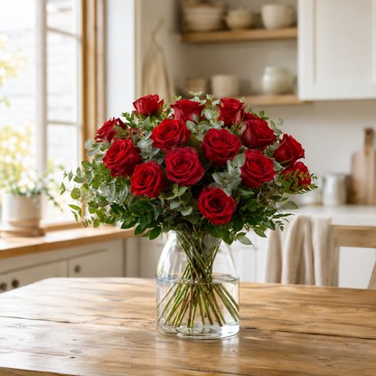 Deep Red Love Bouquet | Romantic Red Flowers Denmark