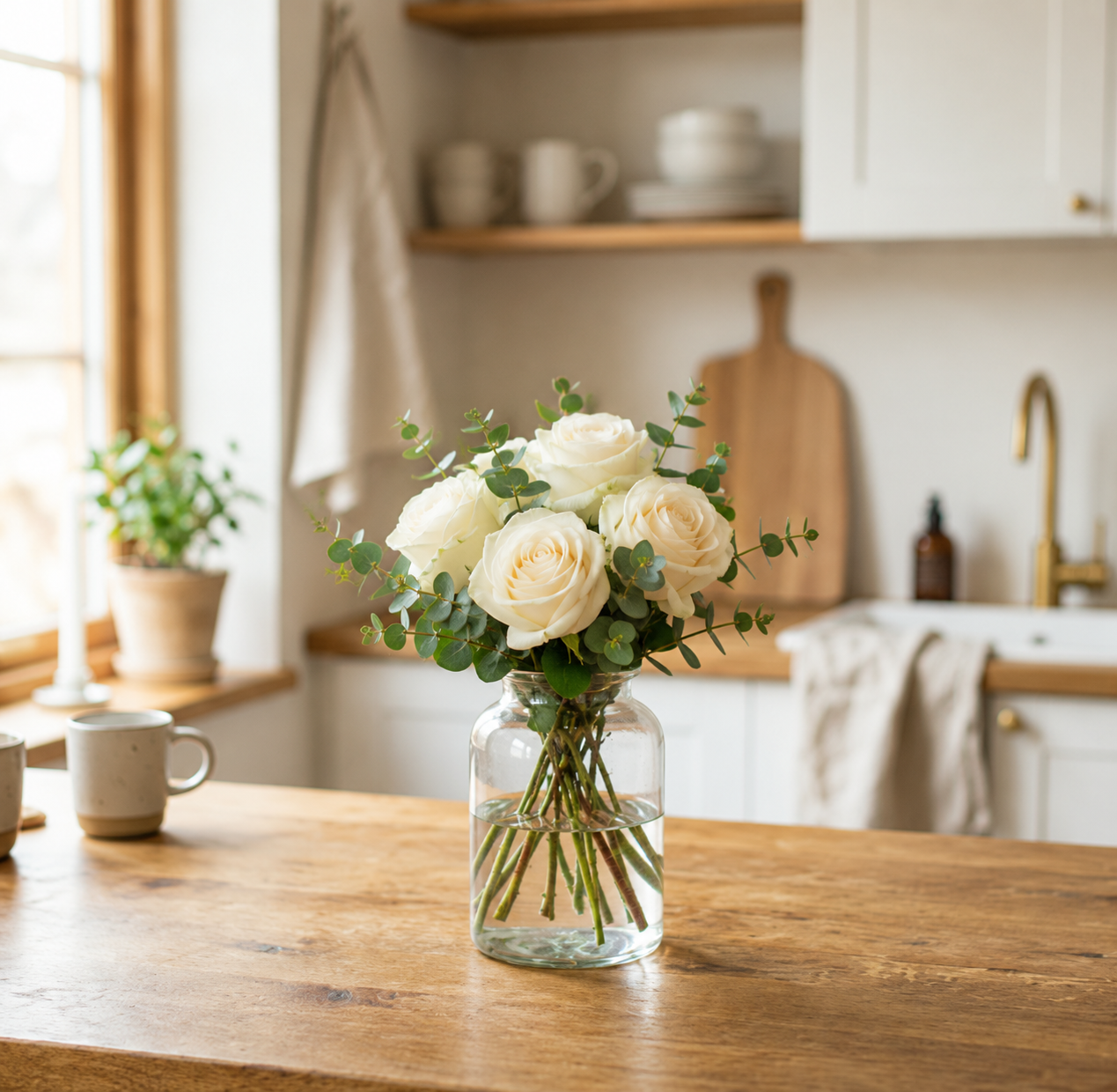 Hvid rosebuket | Send hvide roser