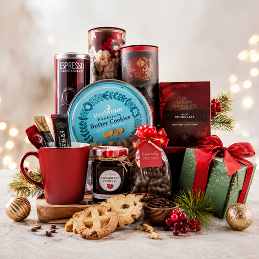 Sweet New Year Kaffe Gaveæske med Cookies, Chokolade & Søde Treats