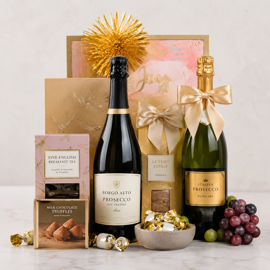 Sweet Relaxation Prosecco Gavekurv med Te, Trøfler & Søde Treats