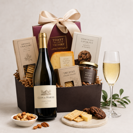 Victory Hvidvin Gavekurv med Salte Snacks, Cookies & Premium Treats