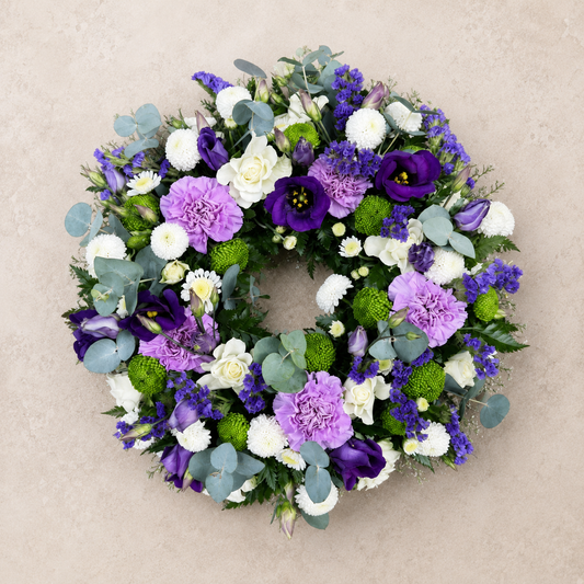 Purple Meadow Funeral Wreath | Natural Memorial Flowers Denmark