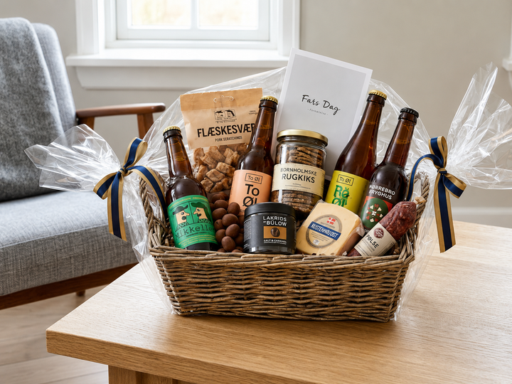 Fars Dag gavekurv med øl & snacks 18+