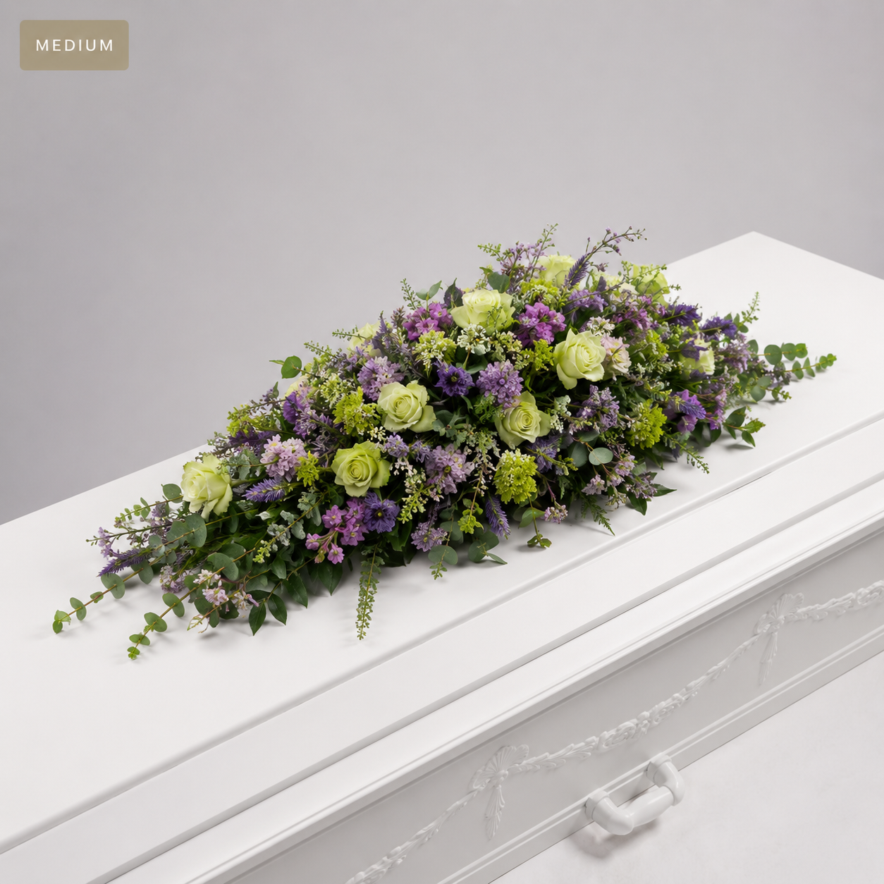 Green & Purple Coffin Spray | Elegant Funeral Flowers