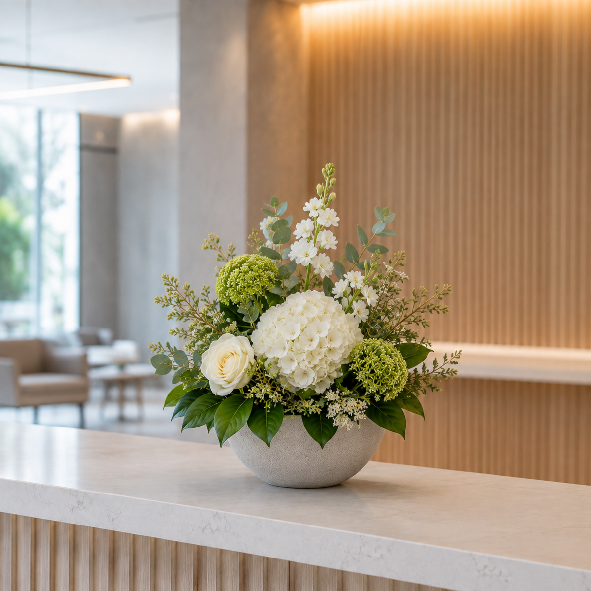 Reception Desk Flower Arrangement | Modern Business Flowers
