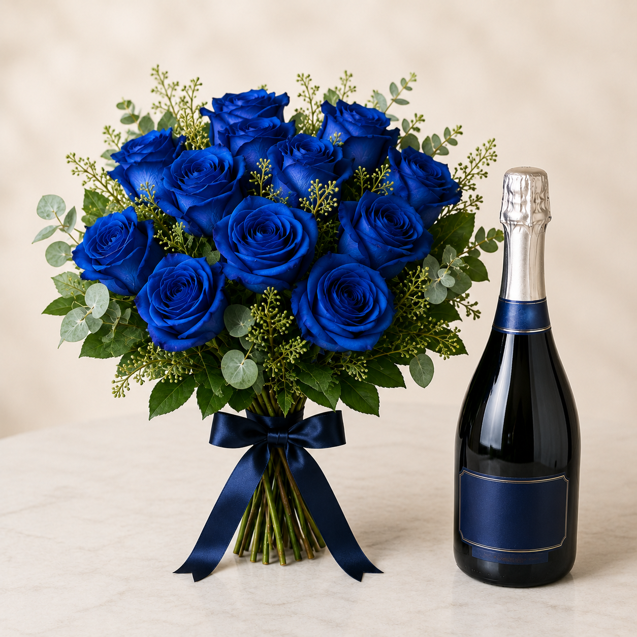 Blue Rose Bouquet with Sparkling Gift | Luxury Flower Delivery