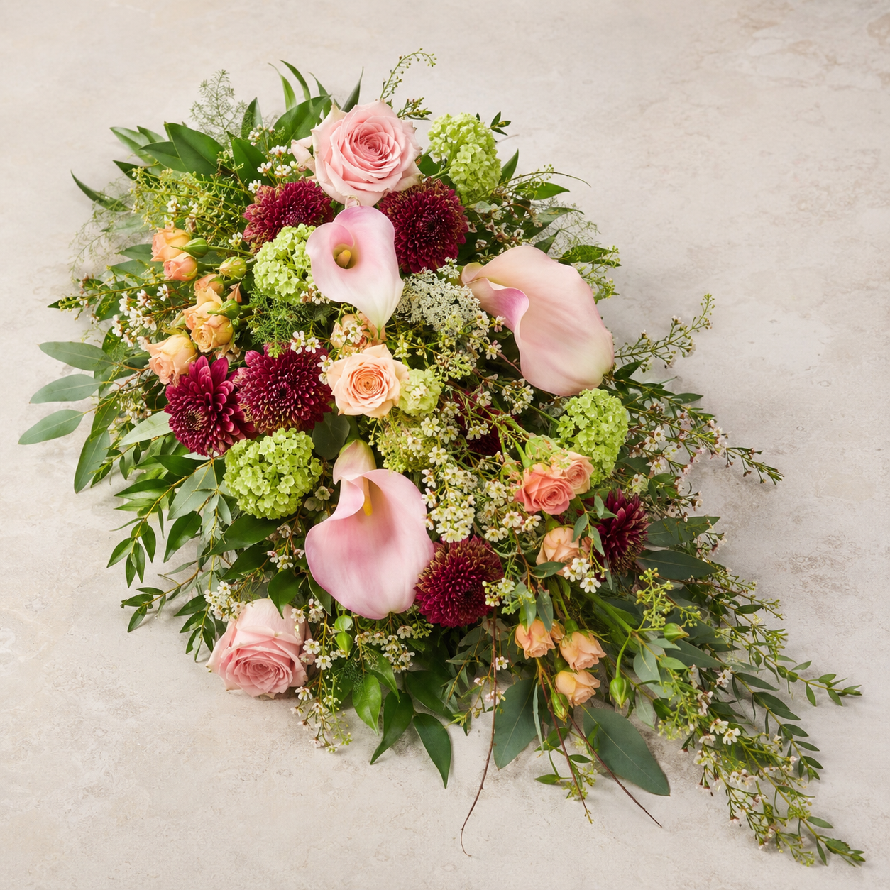 Blush Calla Bårebuket | Elegant Bårebuket Danmark