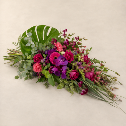 Fuchsia & Purple Funeral Sheaf | Elegant Sympathy Bouquet in Denmark