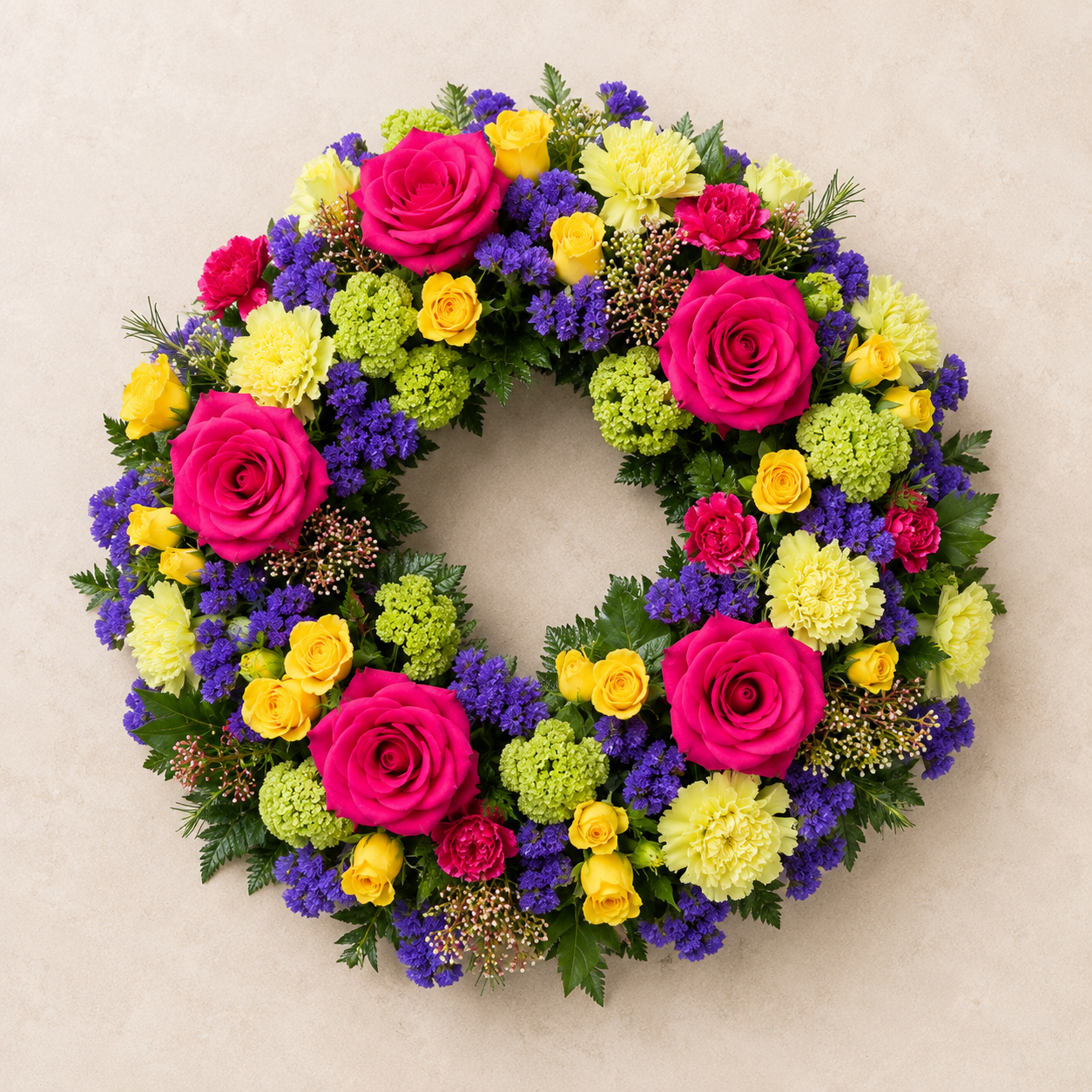 Bright Rose Funeral Wreath | Colourful Funeral Flowers Denmark