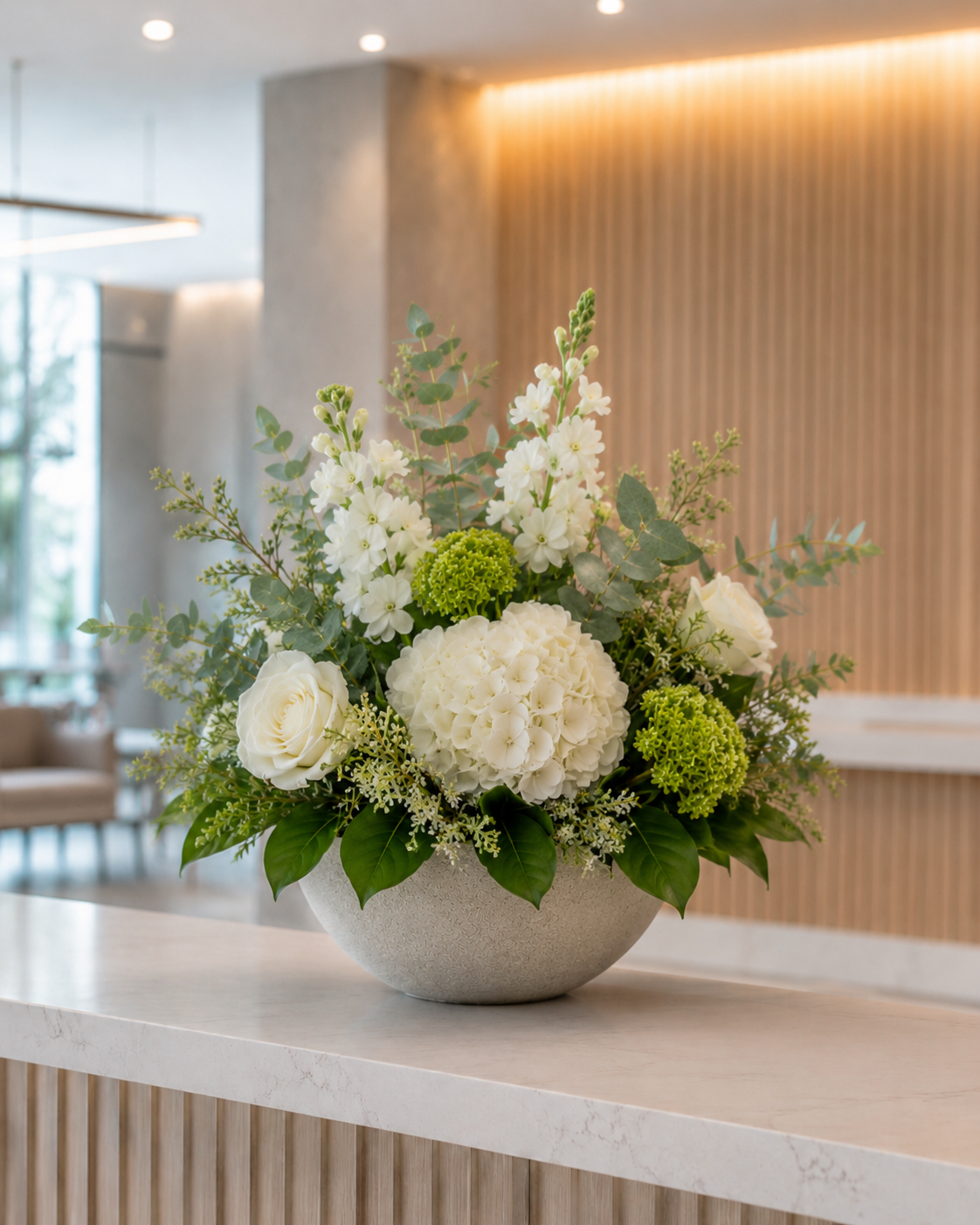 Reception Desk Flower Arrangement | Modern Business Flowers