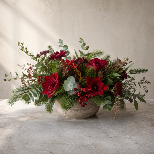 Christmas Dinner Table Arrangement – AI-generated design concept for review