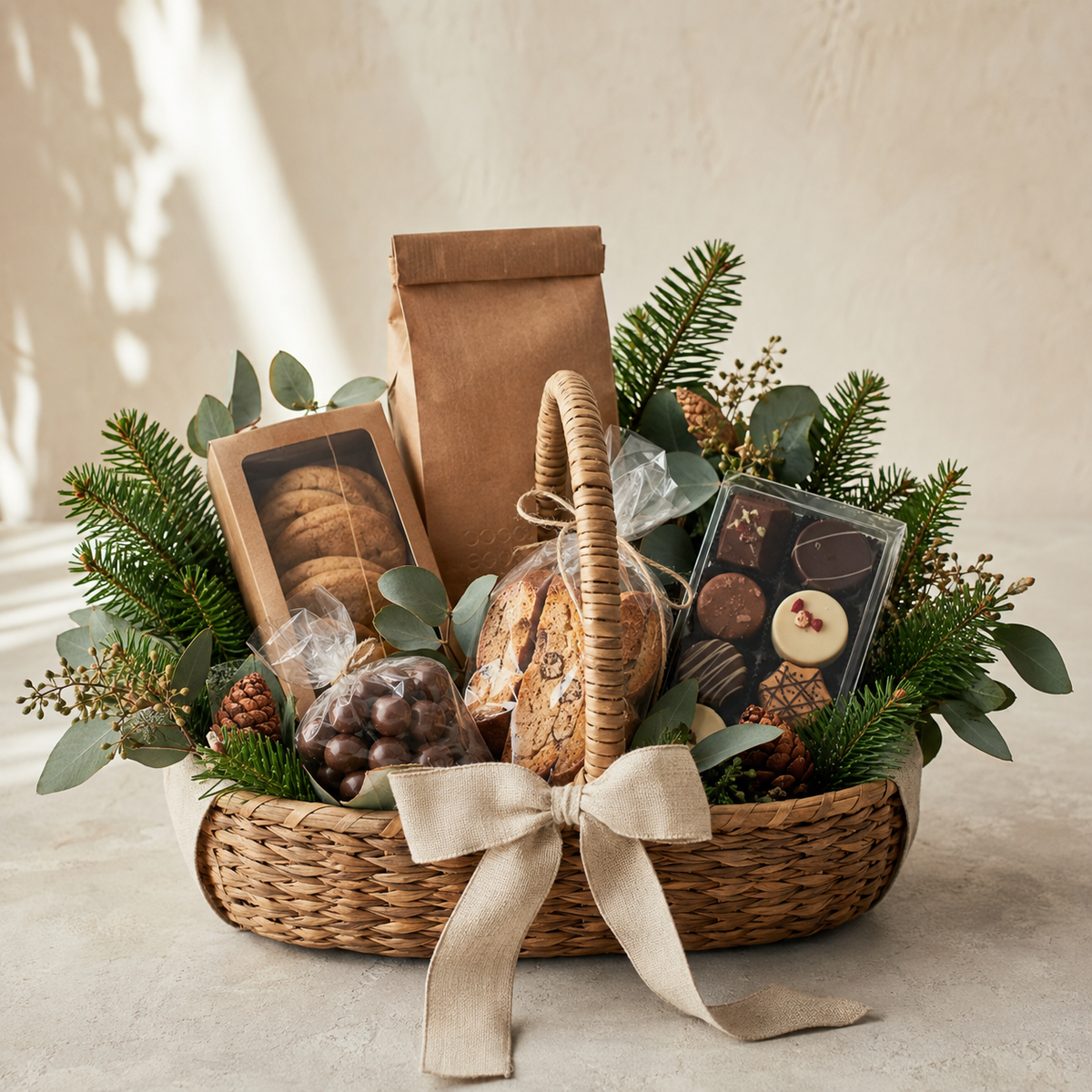 Christmas Host Gift Basket – AI-generated design concept for review