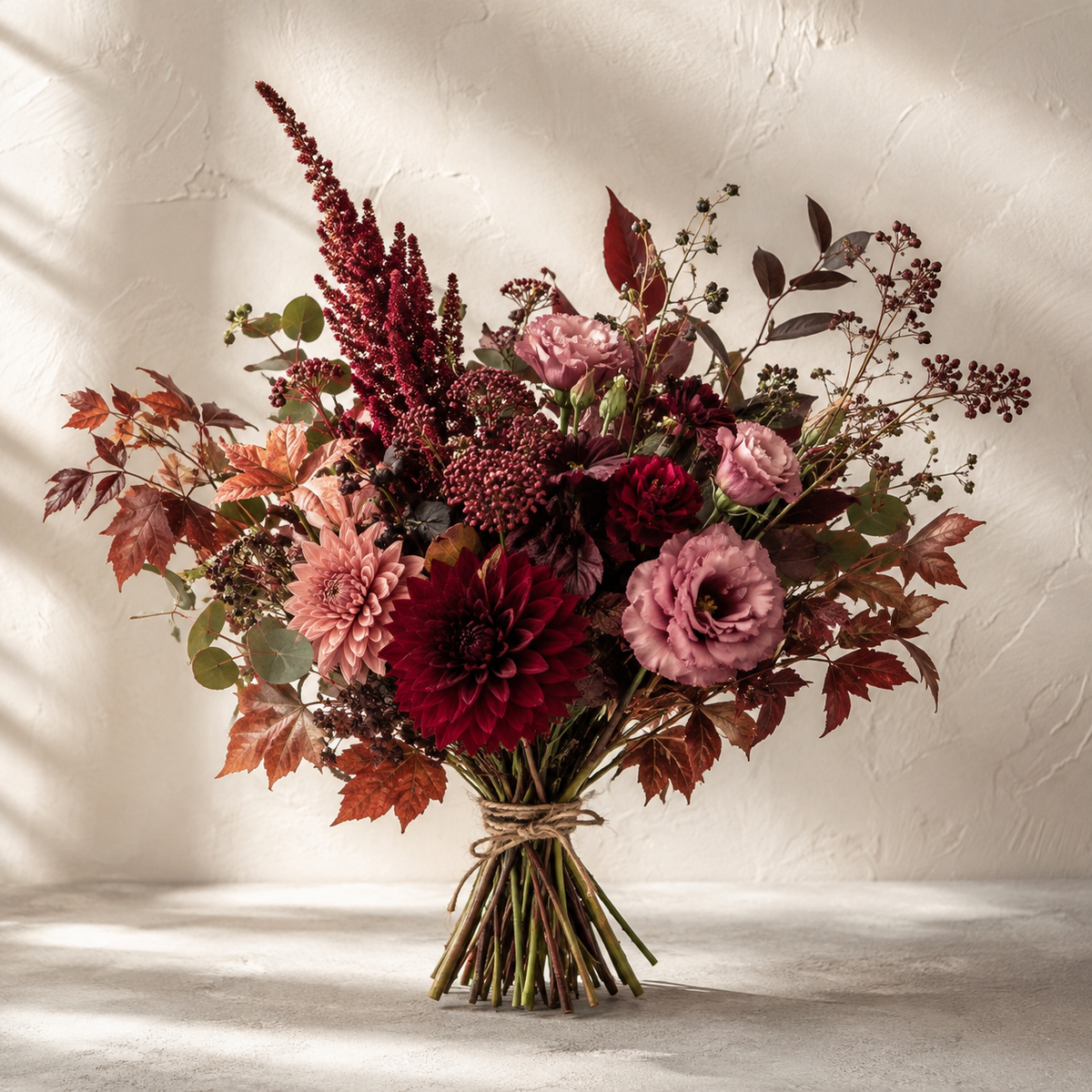Burgundy Harvest Bouquet – AI-generated design concept for review