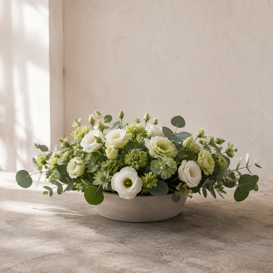 Low Meeting Table Flowers – AI-generated design concept for review