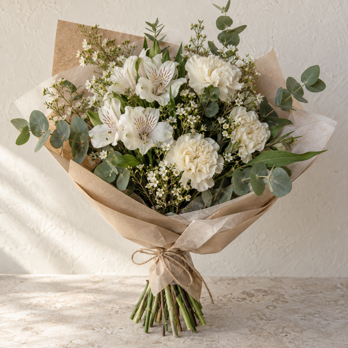 Ivory Alstroemeria Bouquet — illustrative design; seasonal flowers may vary