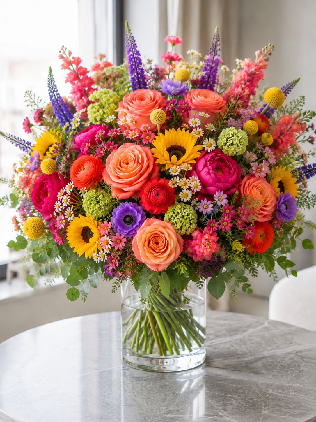 Vild farverig buket | Send naturlige blomster i Danmark