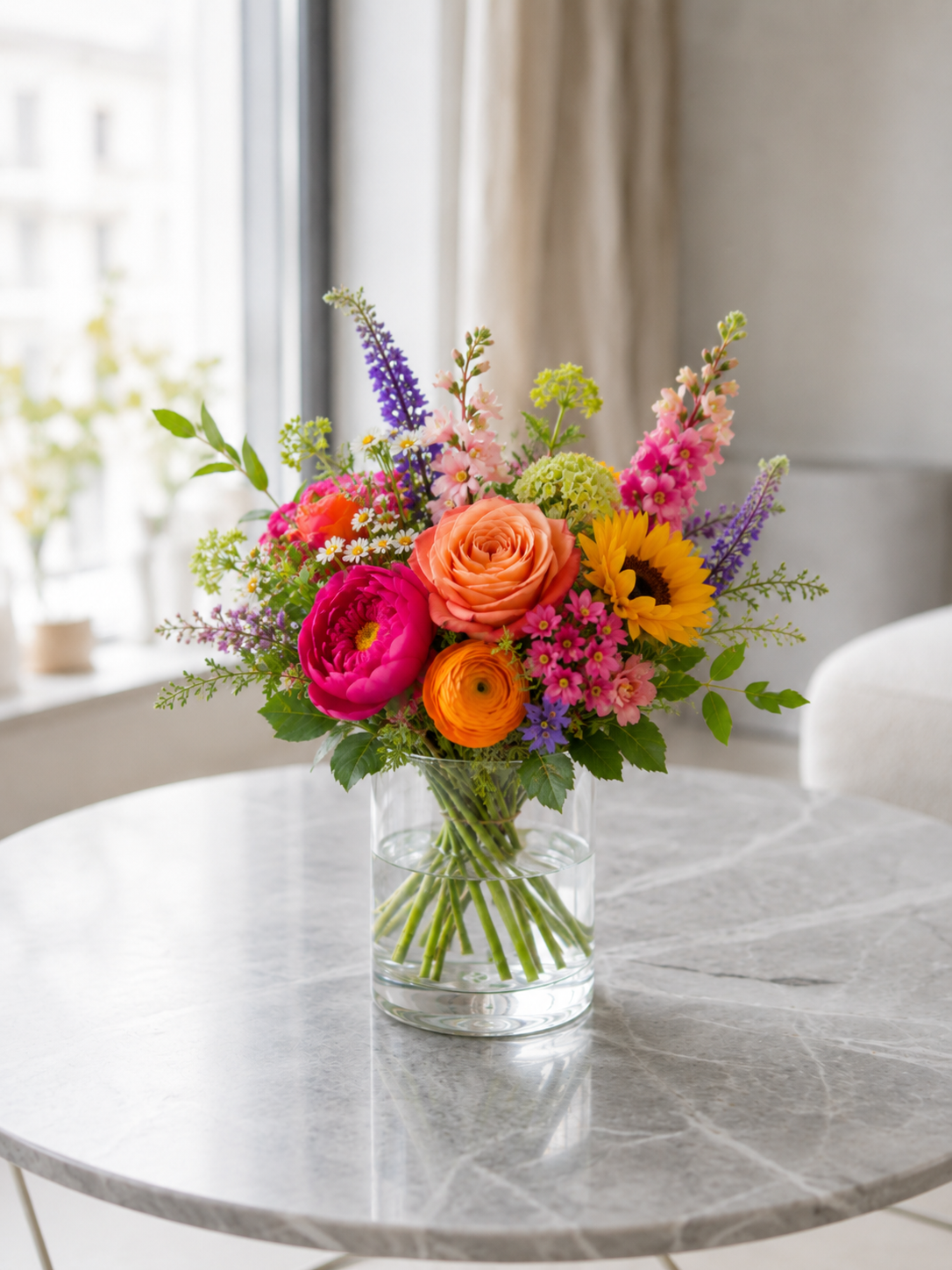 Vild farverig buket | Send naturlige blomster i Danmark